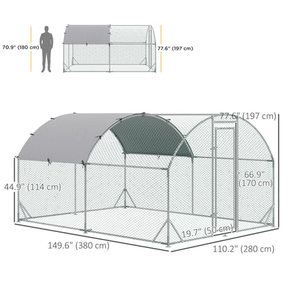 Galvanized Large Metal Chicken Coop Cage Walk-in Enclosure Poultry Hen Run House Playpen Rabbit Hutch with Cover for Out