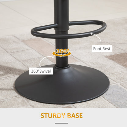 Bar Stools Set of 2, Swivel Counter Height Bar Stools with Adjustable Height and Footrest, PU Leather Upholstered Kitche