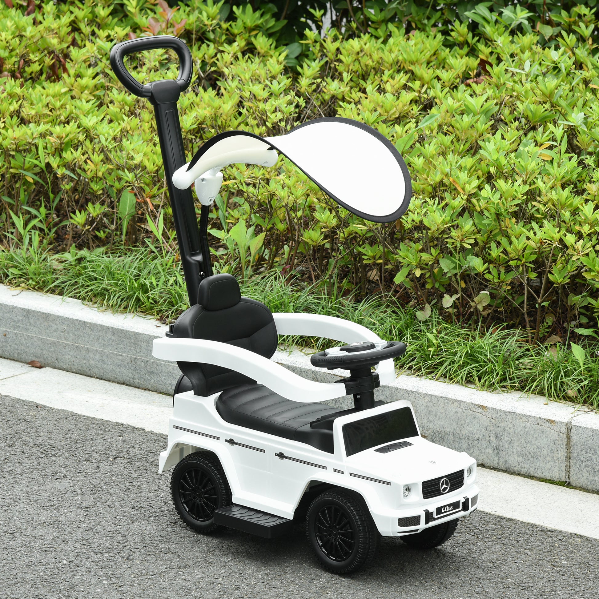 VarietyKart Mercedes-Benz G350 Licensed Push Car, 3-in-1 Toddler Sliding Car with Horn, Steering, Foot Rest, Seat Storag