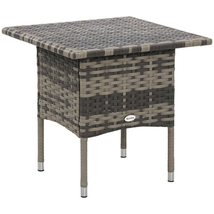 20" Patio Wicker Coffee Table, Outdoor Coffee Table with Plastic Board Underneath the Woven Tabletop for Patio, Garden, 