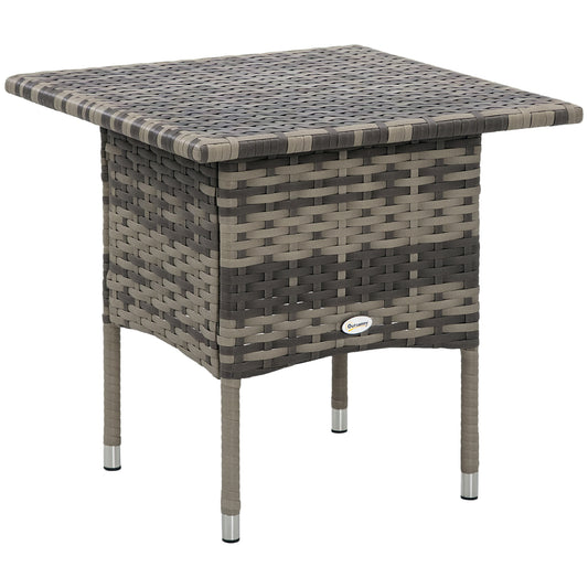 20" Patio Wicker Coffee Table, Outdoor Coffee Table with Plastic Board Underneath the Woven Tabletop for Patio, Garden, 