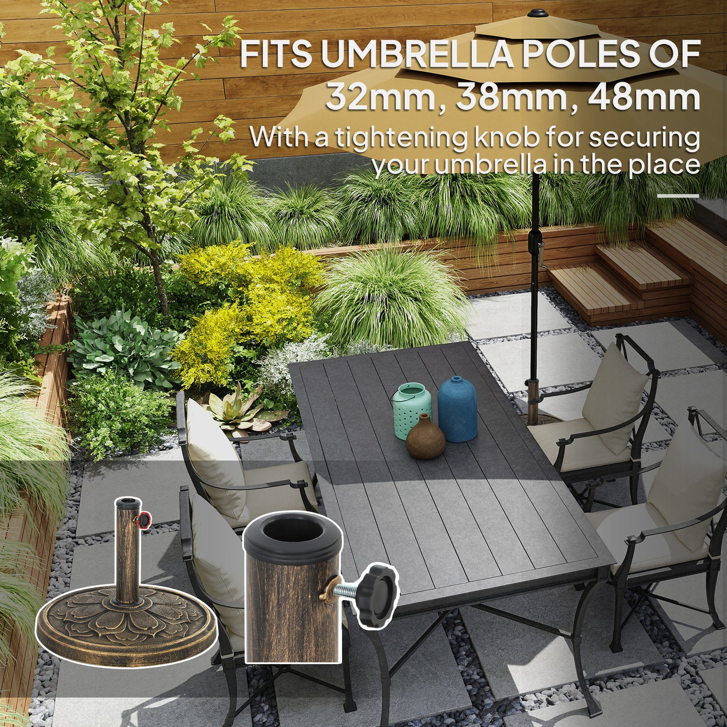 26 lbs Resin Round Patio Umbrella Base, Umbrella Stand Base, Outdoor Umbrella Stand for 1.3"/1.5"/1.9" Umbrella Poles fo