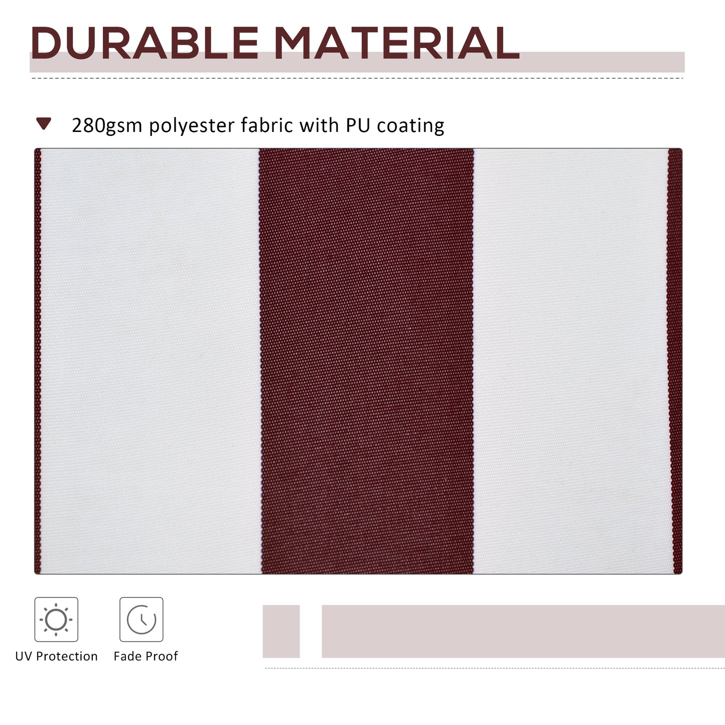 9' x 8' Outdoor Sunshade Canopy Awning Cover, Retractable Awning Fabric Replacement, UV Protection, Red and White