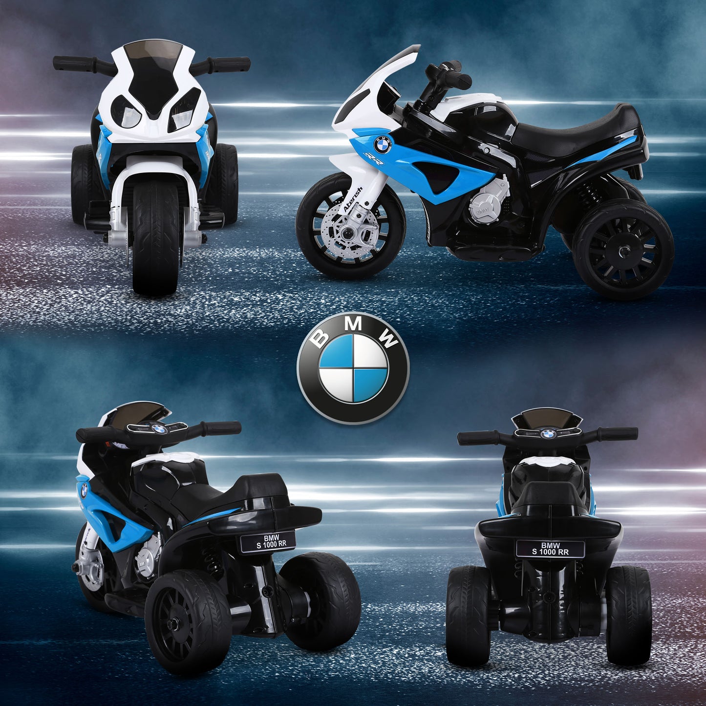 VarietyKart BMW Licensed 6V Kids Motorcycle with Headlight, Music, Gift for Boys & Girls -Blue