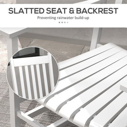 Wooden Patio Rocking Chairs Set of 2, Outdoor Rocker Chairs with Wide Armrests, High Back for Garden, Balcony, White