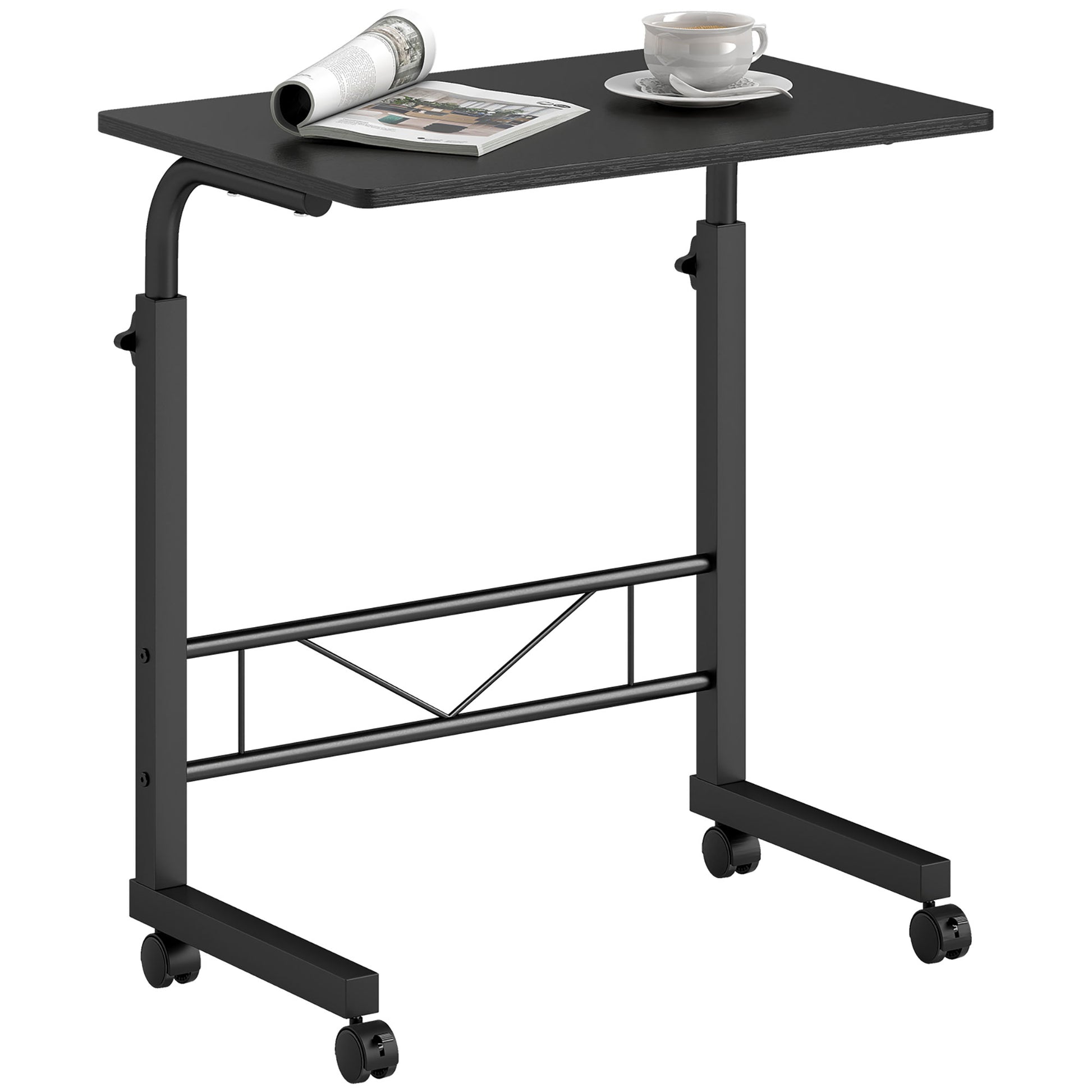 Mobile Standing Desk with Adjustable Height, 23.5 inch Stand Up Desk with Wheels, Black