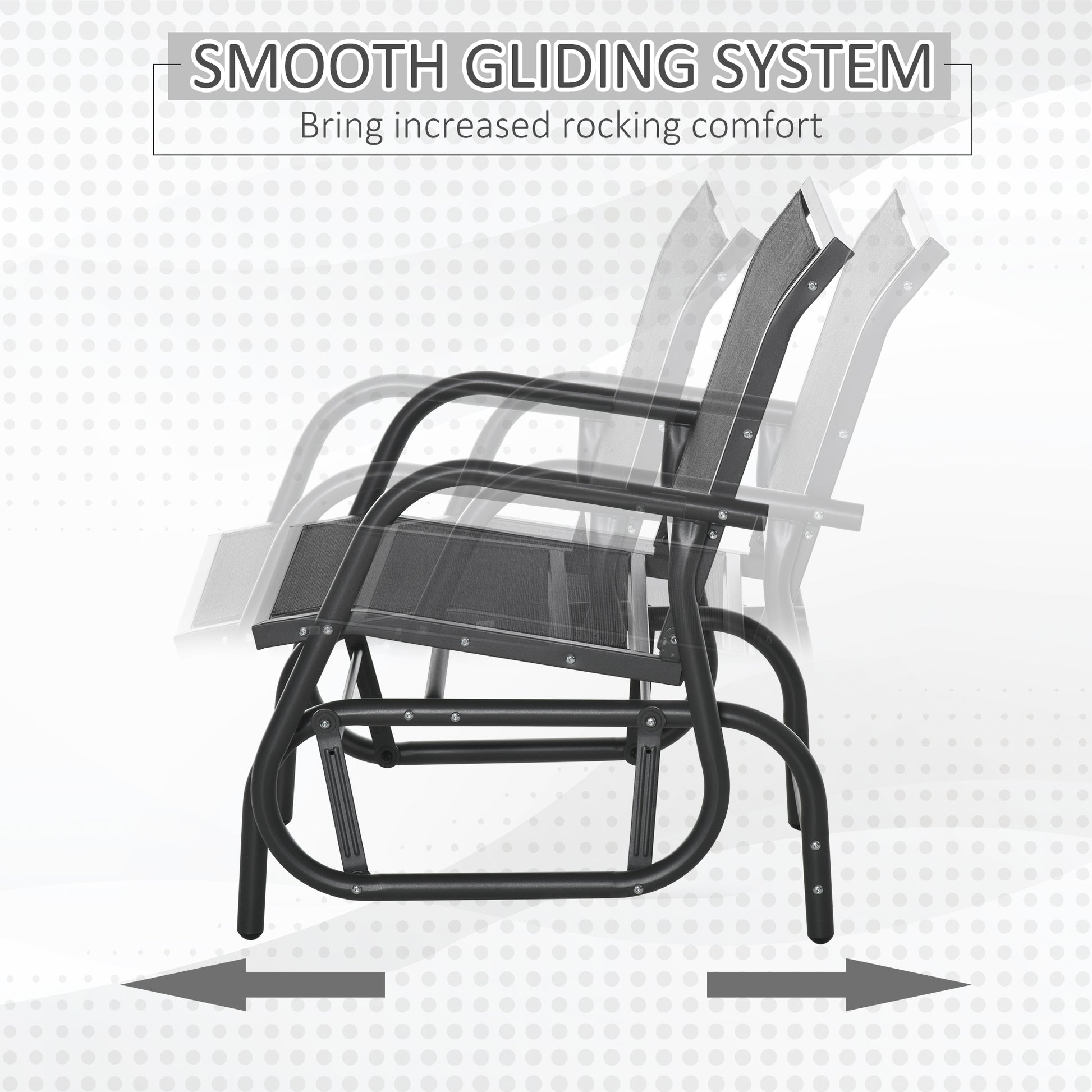 Patio Glider Set of 2 Outdoor Glider Chair with Breathable Mesh Seat & Backrest, Armrests and Metal Frame, Black