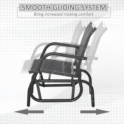 Patio Glider Set of 2 Outdoor Glider Chair with Breathable Mesh Seat & Backrest, Armrests and Metal Frame, Black