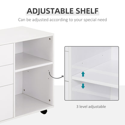 Modern Lateral Filing Cabinet, 3 Drawer File Cabinet for Letter and A4 Size Documents, Mobile, Printer Stand with Open S