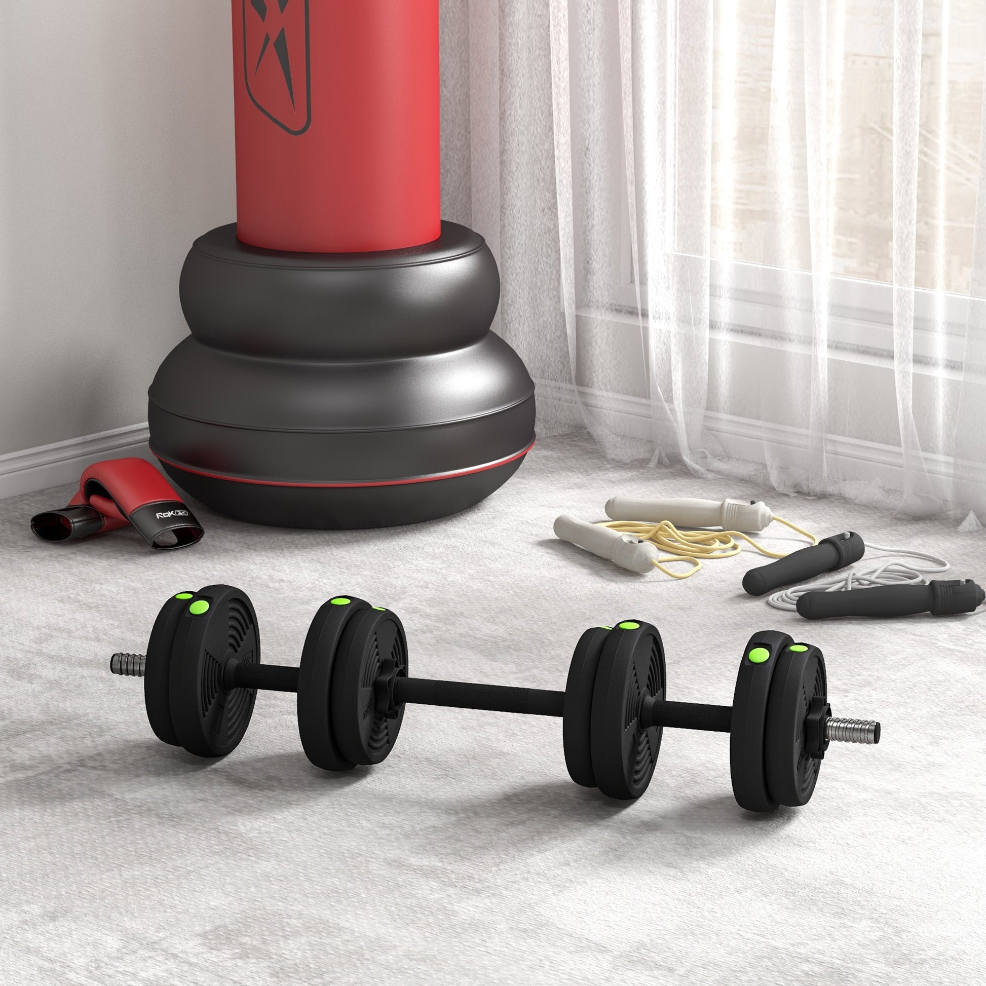 Soozier 33LBS 2-in-1 Adjustable Barbell & Dumbbells Set, Weights Set with Non-slip Handles for Men and Women Home Gym Tr
