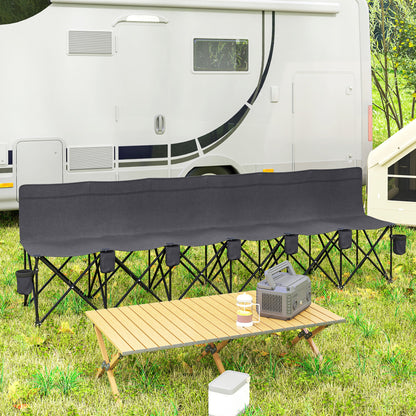 6 Seat Folding Camping Chair with Cup Holder and Carrying Case for Camping, Picnic, Sports Events, Dark Grey