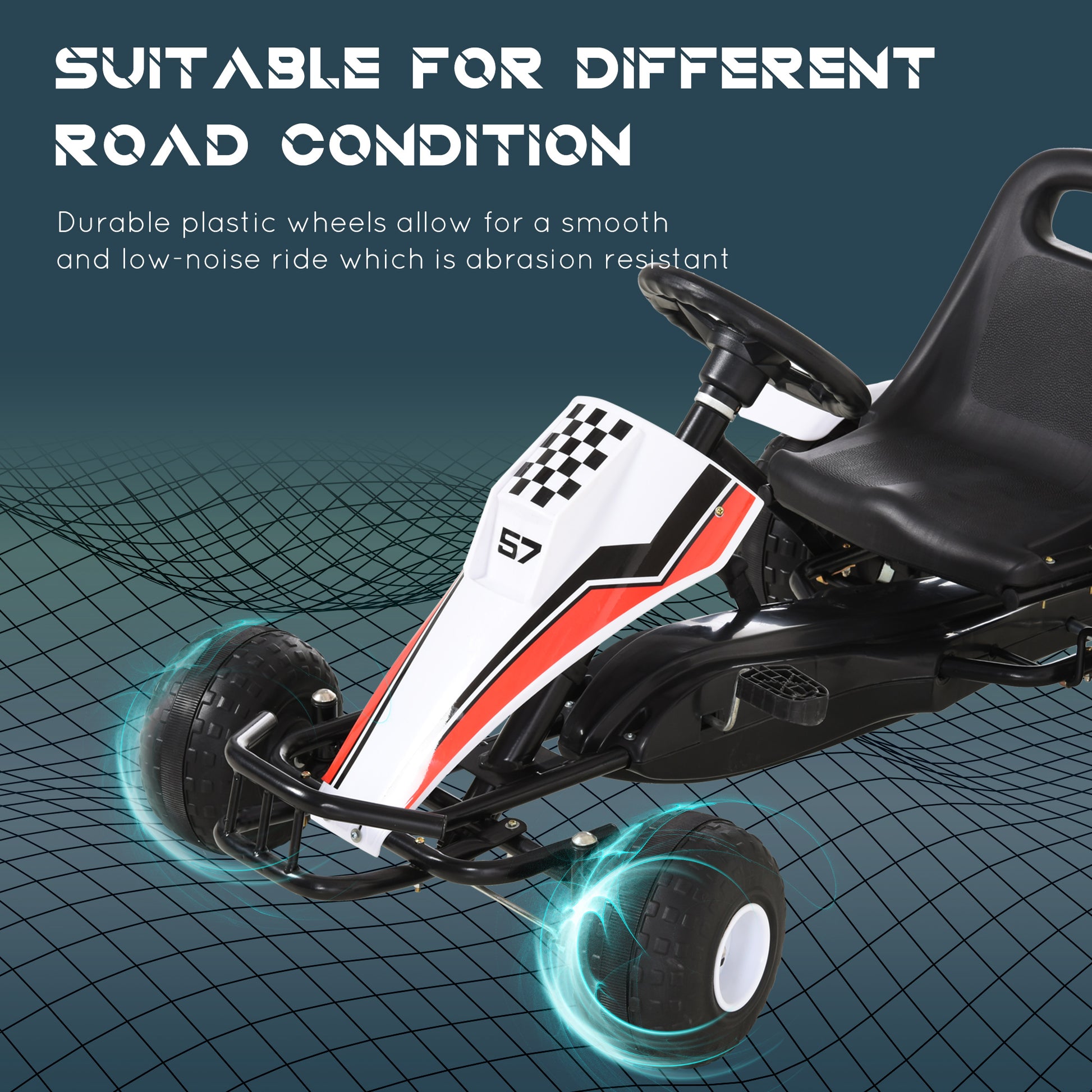 VarietyKart Kids Pedal Go Kart Children Racing Style Ride on Car with Adjustable Seat, Plastic Wheels, Handbrake and Shi