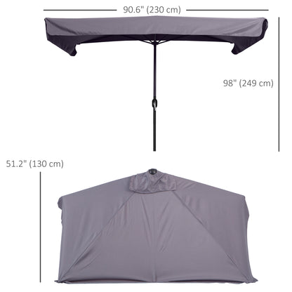 7.5ft Half Umbrella Semi Patio Parasol with Crank Handle, Top Vent for Garden, Balcony- NO BASE INCLUDED, Grey