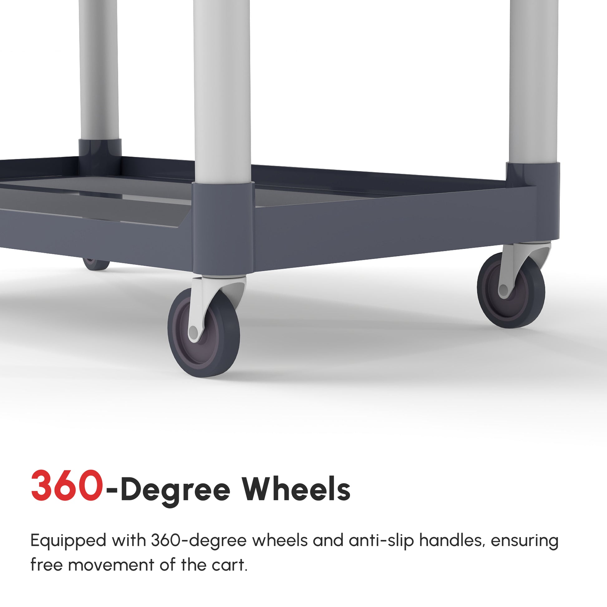 3-Tier Utility Cart Large Rolling Storage Trolley with 3 Shelves Metal Clean Service Cart, Restaurant, Hotel, Livingroom