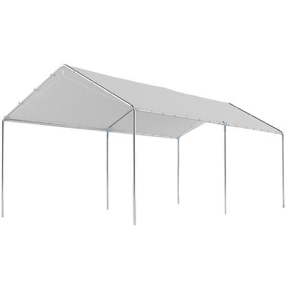 10' x 20' Carport Heavy Duty Galvanized Car Canopy with Included Anchor Kit, 3 Reinforced Steel Cables, White