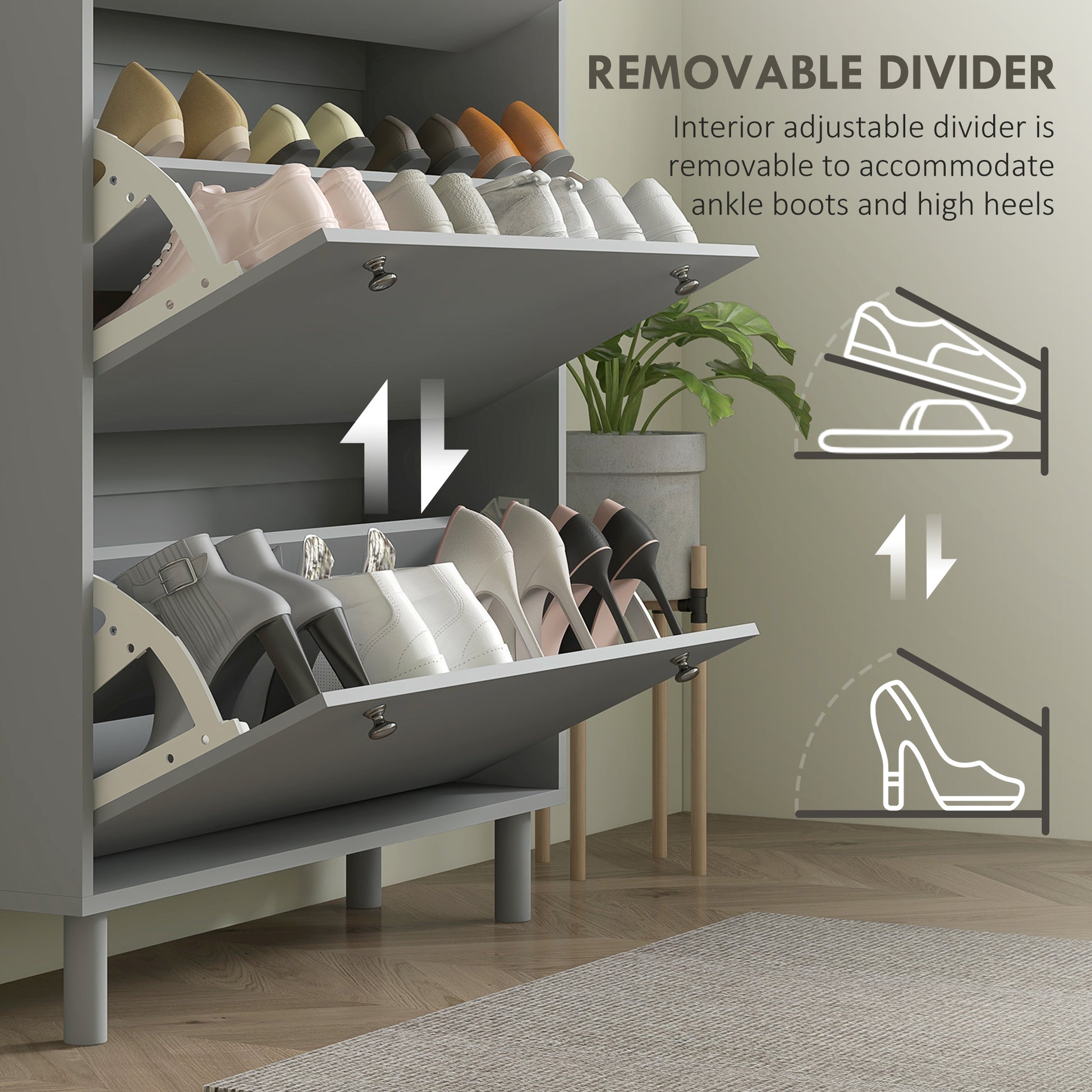 Entryway Shoe Storage Small Modern Flip-Flop Shoe Cabinet with 3 Flip Drawers Adjustable Shelves for 24 Pairs of Shoes, 