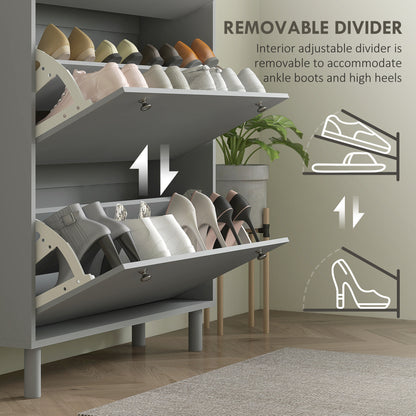 Entryway Shoe Storage Small Modern Flip-Flop Shoe Cabinet with 3 Flip Drawers Adjustable Shelves for 24 Pairs of Shoes, 