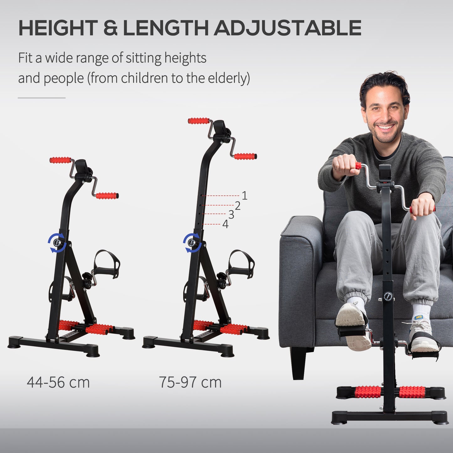 Soozier Pedal Exerciser, Hand Arm Knee and Leg Exercise Machine, Height-adjustable, with LCD Display and Foot Massage Ro