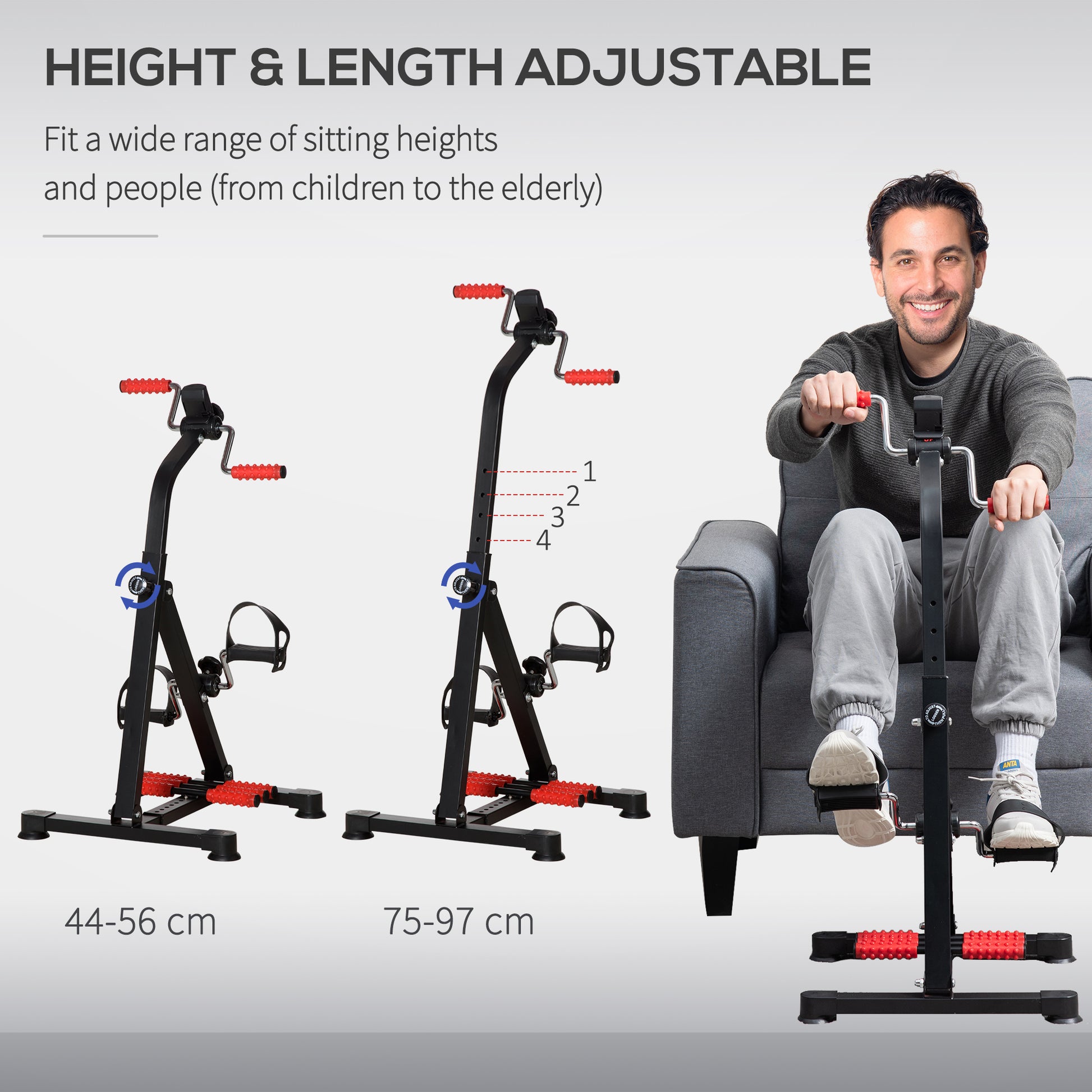 Soozier Pedal Exerciser, Hand Arm Knee and Leg Exercise Machine, Height-adjustable, with LCD Display and Foot Massage Ro