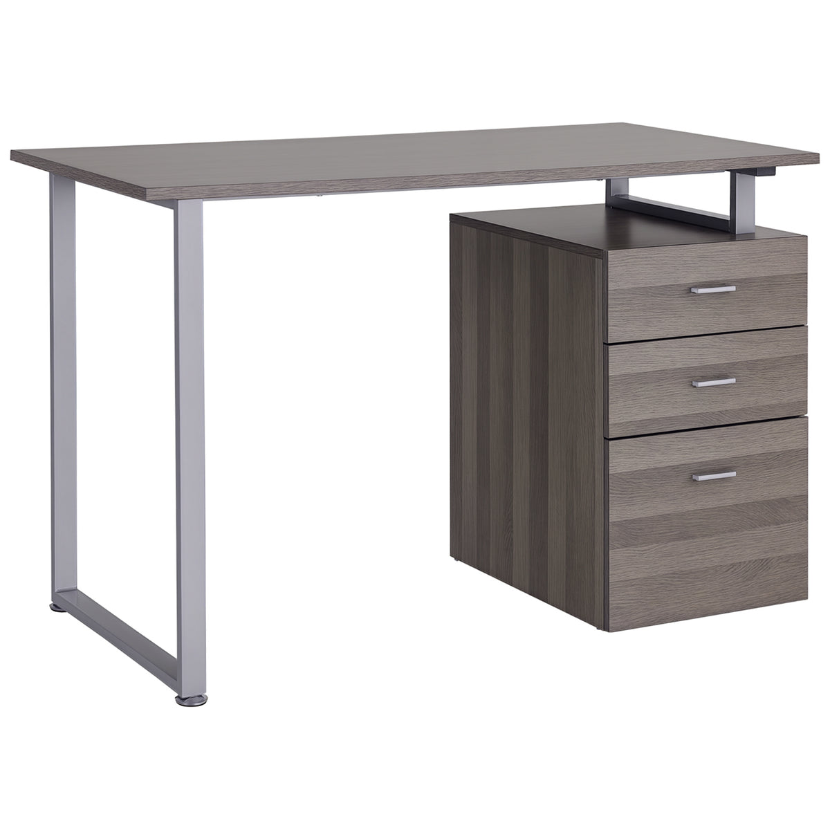 47" Computer Desk Writing Table Workstation with Multi-Use Reversible 3 Drawers Metal Frame Home Office Furniture, Dark 