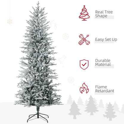 7.5' Pre Lit Arctic Fir Artificial Flocked Christmas Trees, with Snow Branches, Warm White UL Listed Clear Lights