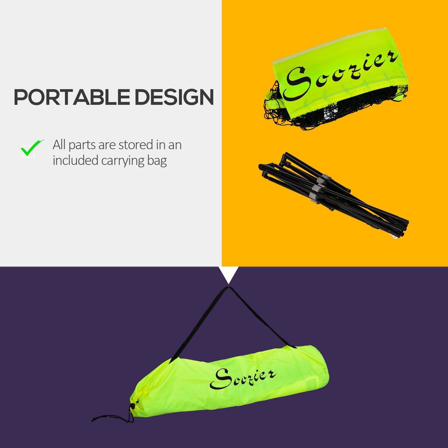 Soozier 14ft Badminton Net, Height Adjustable Outdoor Sports Net with Carry Bag, for Tennis, Pickleball and Volleyball, 