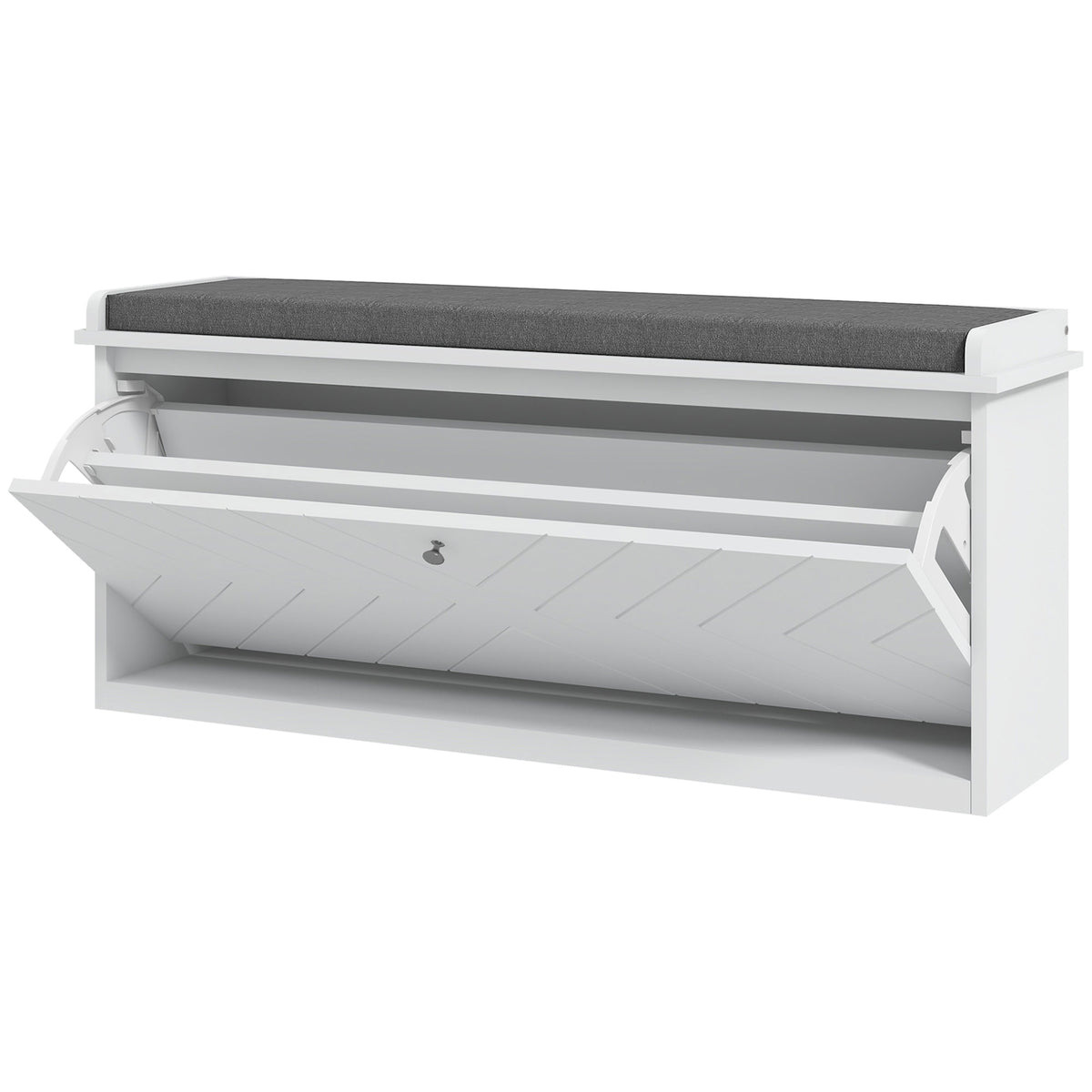 Shoe Storage with Seat, Upholstered Hallway Bench, Shoe Bench with Flip Drawer, Adjustable Shelf for 8-10 Pairs of Shoes