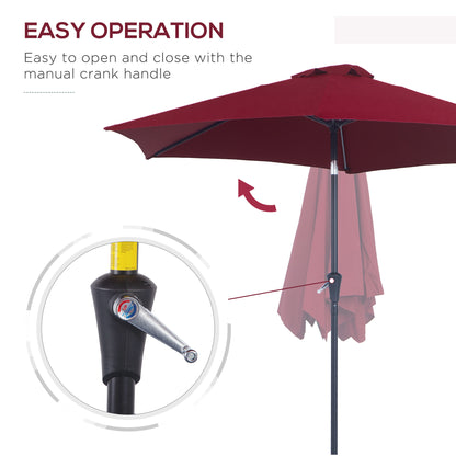 8.5FT Patio Umbrella, Round Garden Parasol with 6 Ribs, Market Sunshade Tilt Canopy w/ Crank Handle for Outdoor, Wine Re