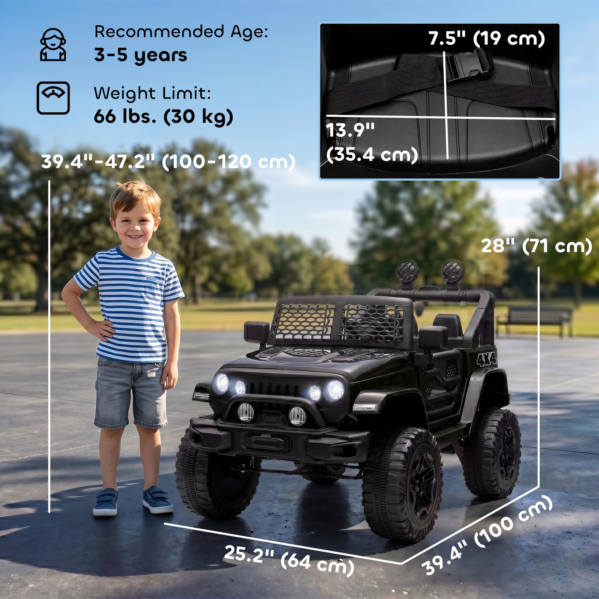 VarietyKart 12V Battery Powered Kids Ride On Car Off Road Truck Toy w/ Parent Remote, Black