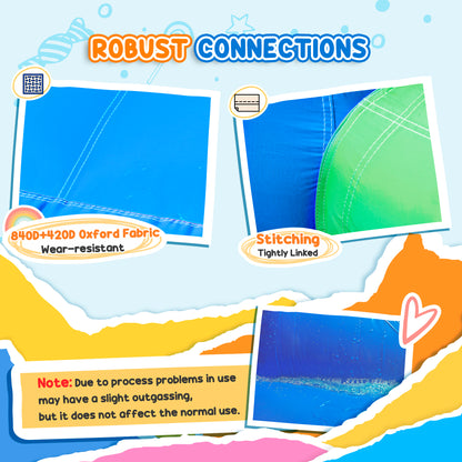 Kids Inflatable 6 in 1 Bouncy Castle House Trampoline Slide Water Pool Gun Climbing Wall Basket with Inflator for Kids A
