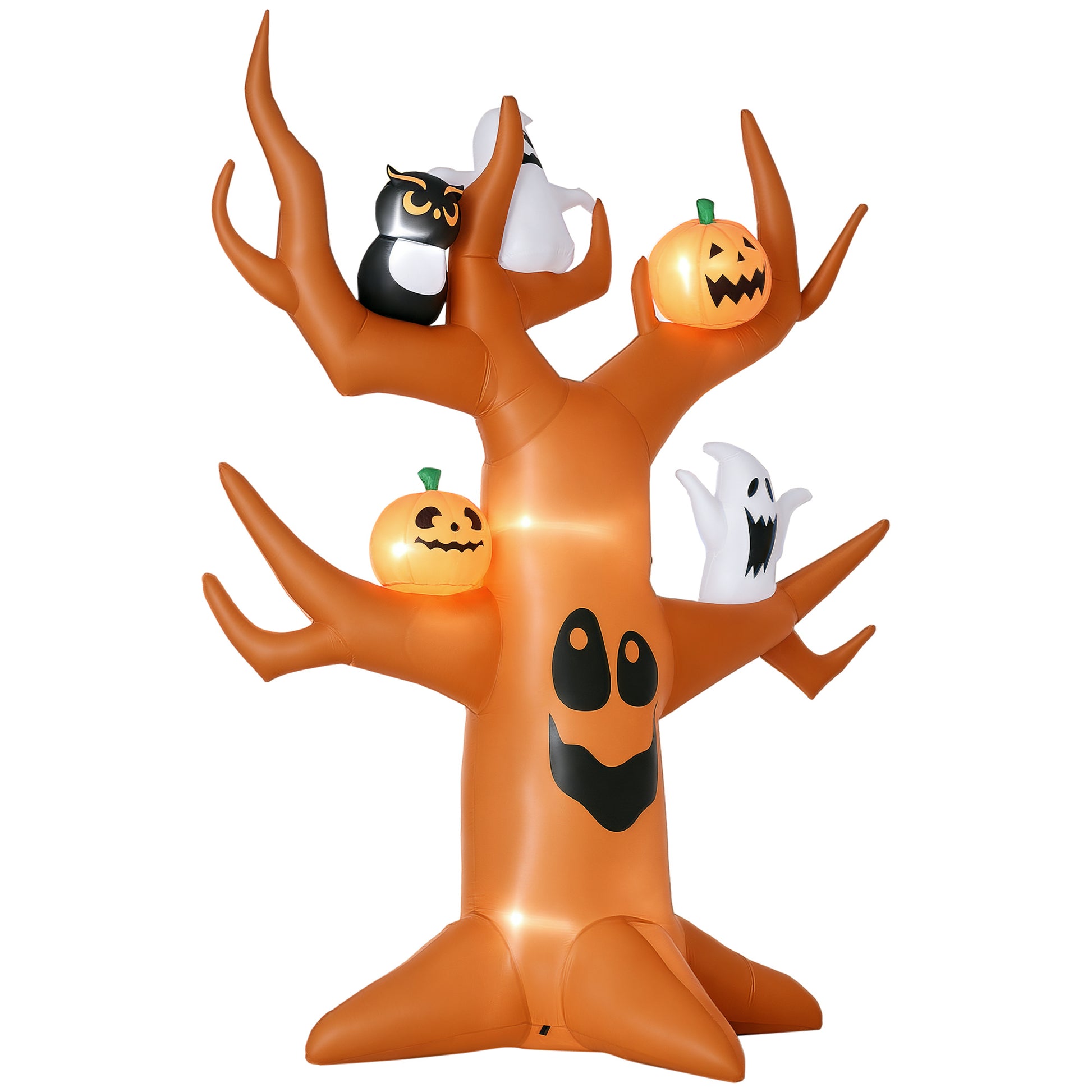 9ft Inflatable Halloween Haunted Tree with Pumpkins, Ghosts and Cat, Blow-Up Outdoor LED Yard Display for Garden, Lawn, 