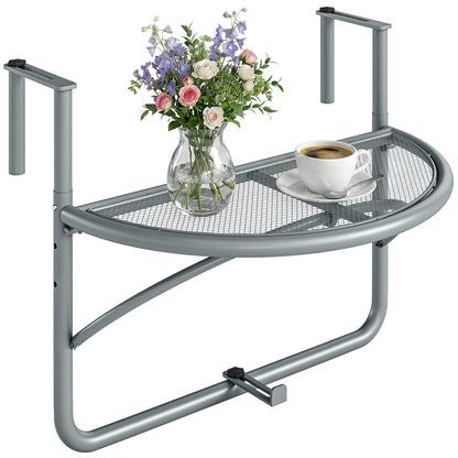 Adjustable Balcony Hanging Railing Table, Metal Mounting Mini Wall Desk Storage Rack, Outdoor Flower Stand Serving Table