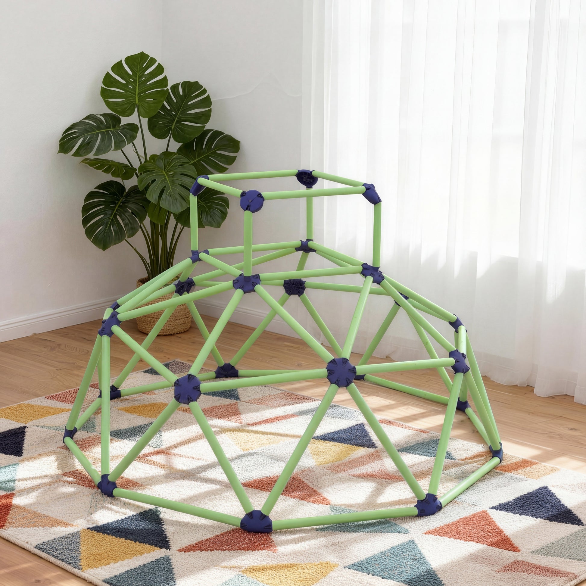 Qaba Climbing Dome, 6FT Geometric Dome Climber, Indoor Outdoor Jungle Gym Playground for Kids 3-8 Boys Girls, Green