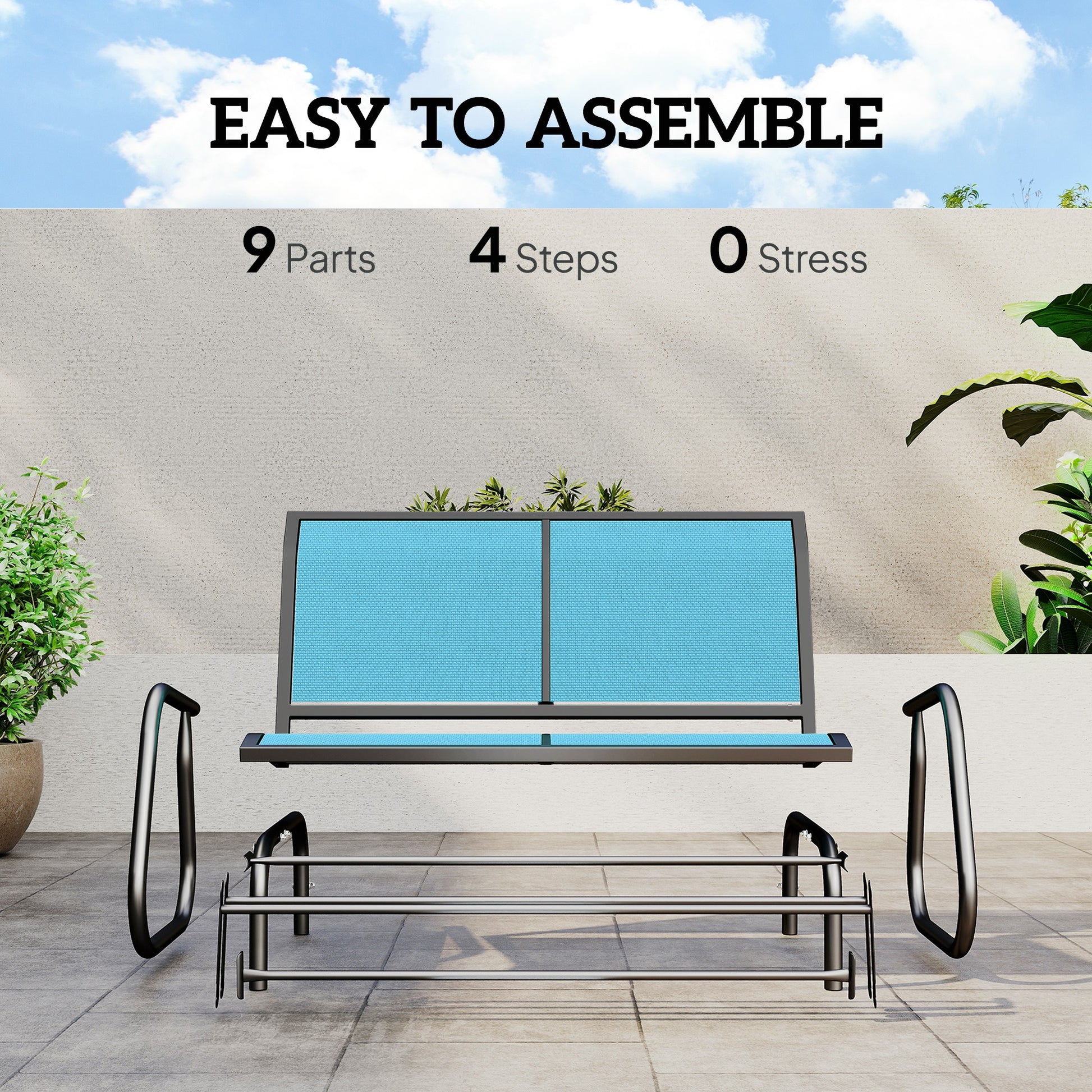 Outdoor Glider Bench, 2 Person Patio Glider Chair, Gliding Outdoor Garden Loveseat Swing Bench with Breathable Mesh Fabr