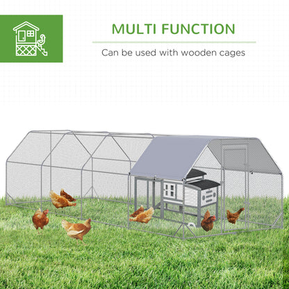 Chicken Run Outdoor, Galvanized Large Metal Chicken Coop Cage, Walk-in Enclosure Poultry Hen Run House Playpen Rabbit Hu