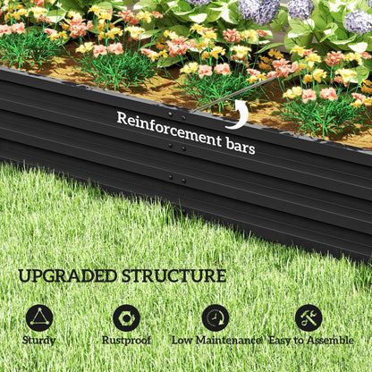 L-Shaped Raised Garden Bed, 82" x 109" x 12" Galvanized Steel Planter Box with Multi-reinforced Rods for Vegetables, Flo