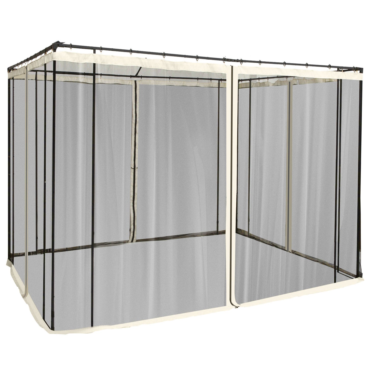 Replacement Mosquito Netting for Gazebo 10' x 10' Black Screen Walls for Canopy with Zippers for Parties and Outdoor Act