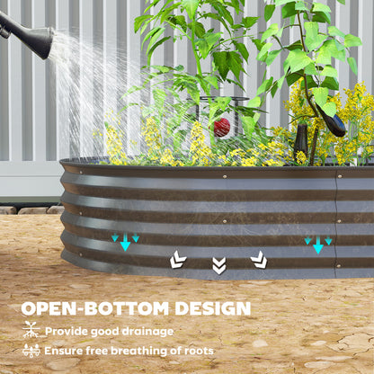 7' x 3' x 1' Large Outdoor Planter Box, Galvanized Raised Garden Bed with Metal Plant Stake, Black