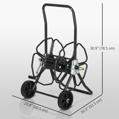 98 ft of 5/8" Hose Reel Cart (Hose Not Included), Garden Water Hose Carts with Wheels for Yard, Lawn, Black