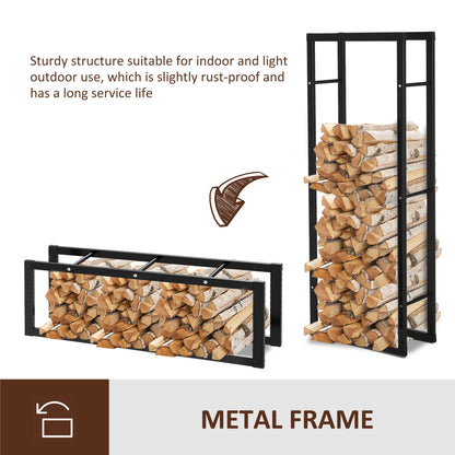 23.6" x 9.8" x 59.1" Firewood Rack Outdoor, Log Holder Fireplace Storage Rack with Handles and 220 lbs. Weight Capacity,