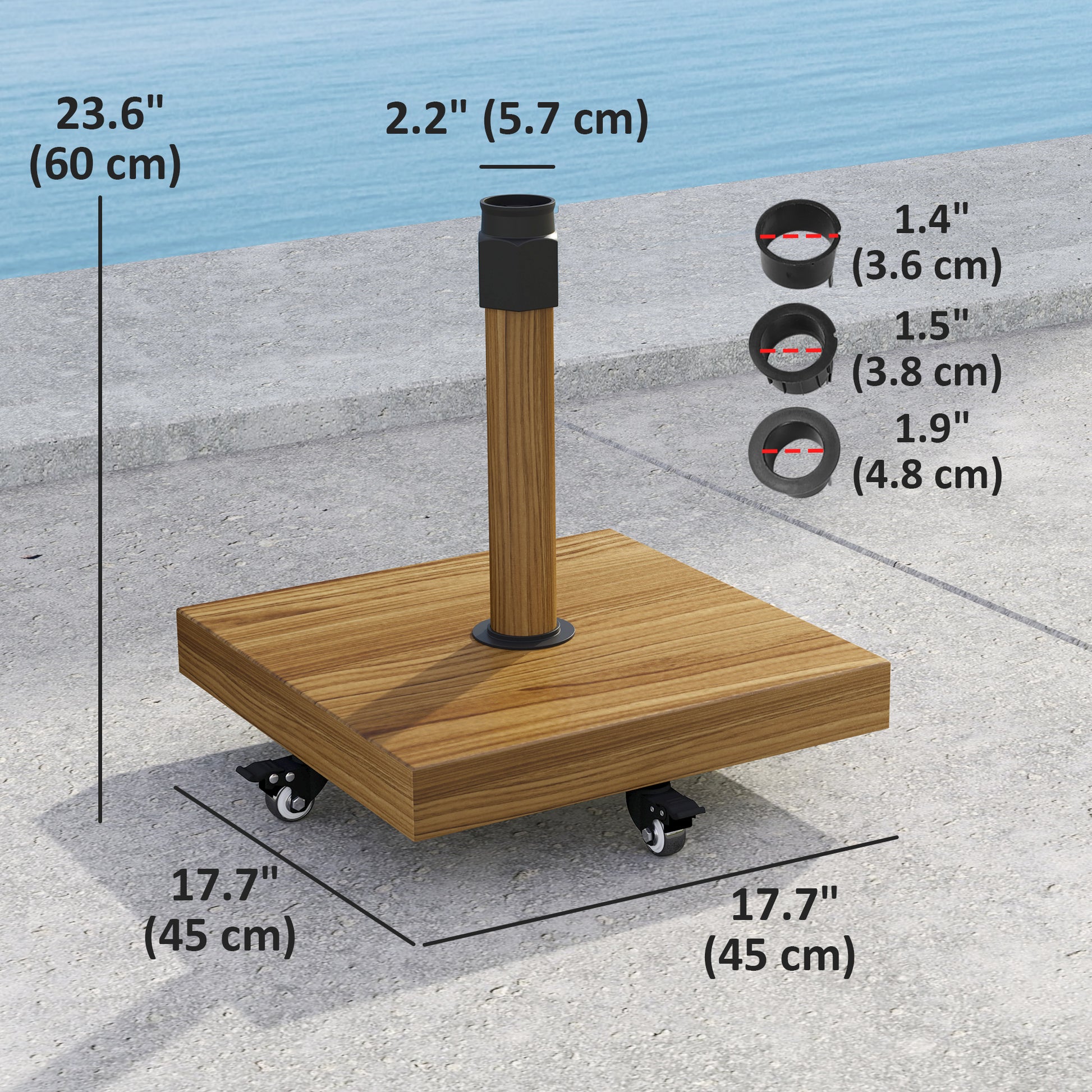 57 lbs Metal Square Patio Umbrella Base Holder, Outdoor Umbrella Stand with Wheels, Heavy Duty Patio Umbrella Stand Base