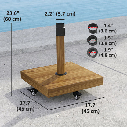 57 lbs Metal Square Patio Umbrella Base Holder, Outdoor Umbrella Stand with Wheels, Heavy Duty Patio Umbrella Stand Base