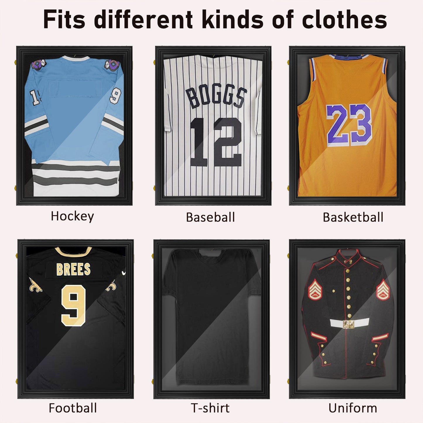 Set of 3 Jersey Display Frame Case, Acrylic Sports Shirt Shadow Box for Basketball Football Baseball, 23.5" x 31.5", Bla