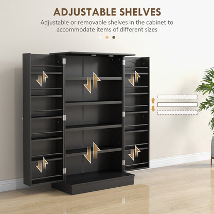 41" Kitchen Pantry Cabinet with 5-tier Shelving, 12 Spice Racks, Anti-Tipping, 2-Door Storage Cabinet with 3-Level Adjus
