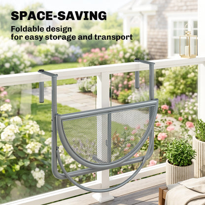 Adjustable Balcony Hanging Railing Table, Metal Mounting Mini Wall Desk Storage Rack, Outdoor Flower Stand Serving Table