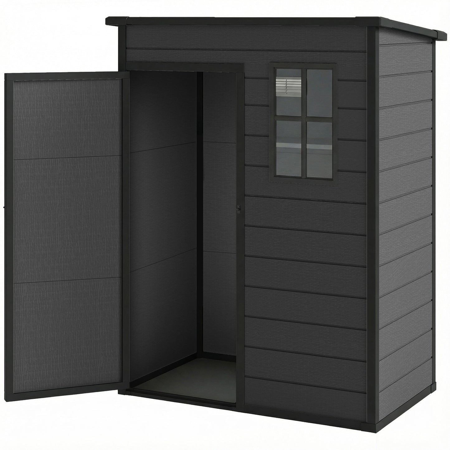 5 x 3FT Garden Shed with Floor, Outdoor Storage Shed with Lockable Door, Window and Vent for Backyard, Patio, Dark Grey