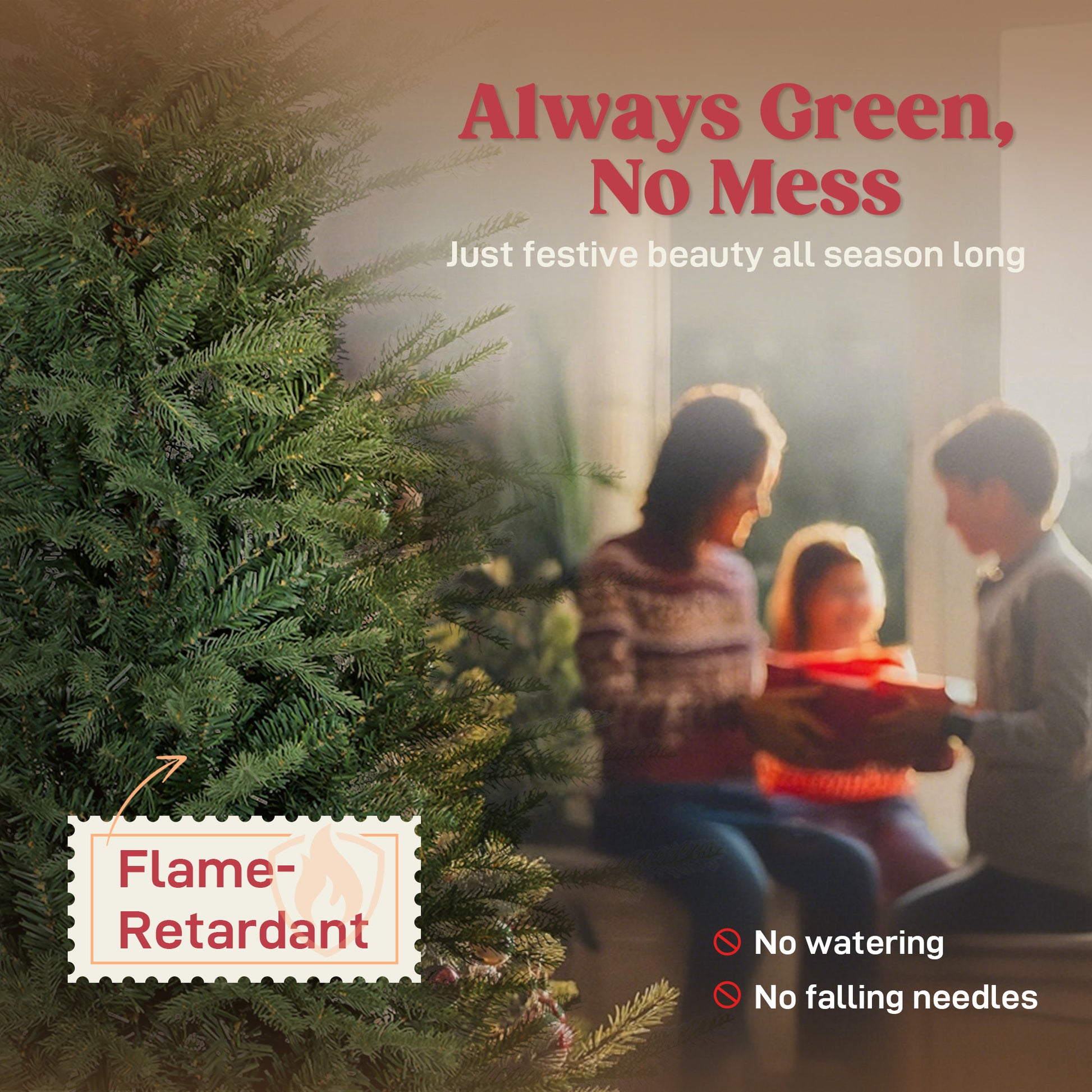 5 ft Artificial Christmas Tree with Dense Realistic Branches, Full Ponderosa Fir, Hinged Xmas Tree, Easy Assembly
