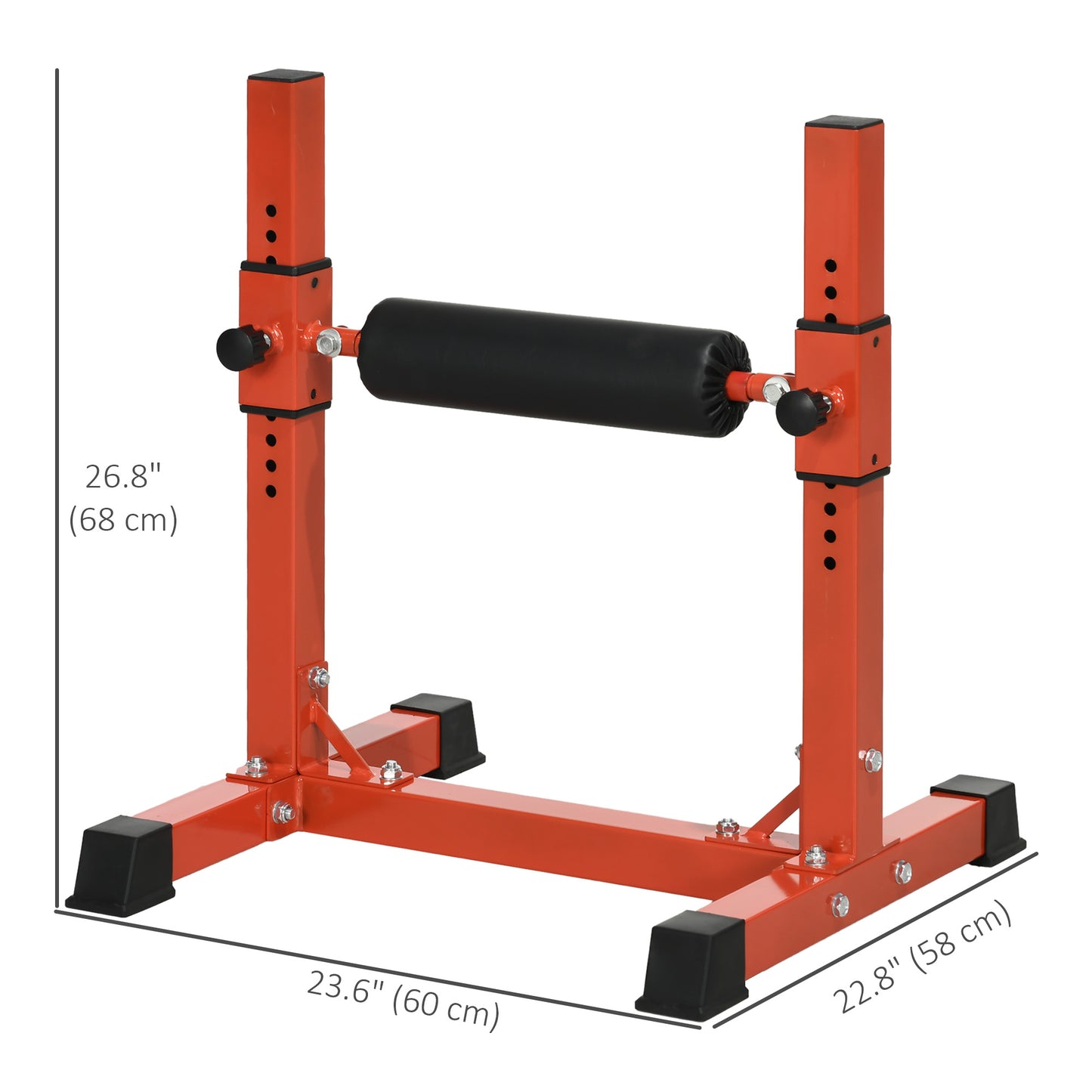 Soozier Bulgarian Split Squat Stand, 12-Level Adjustable Single Leg Squat Stand for Lower Body Strength Training, Red