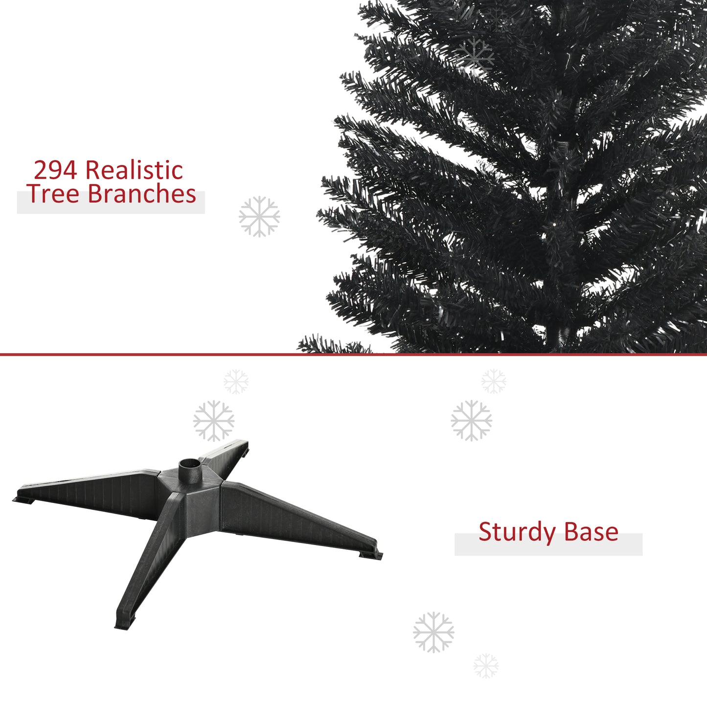 5FT Artificial Christmas Tree, Pencil Christmas Tree with Realistic Branches, Stable Stand, Black