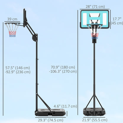 Soozier Basketball Hoop Outdoor, Basketball Hoop and Stand with Weighted Base and Shatterproof Backboard, 57.5"-92.9", B
